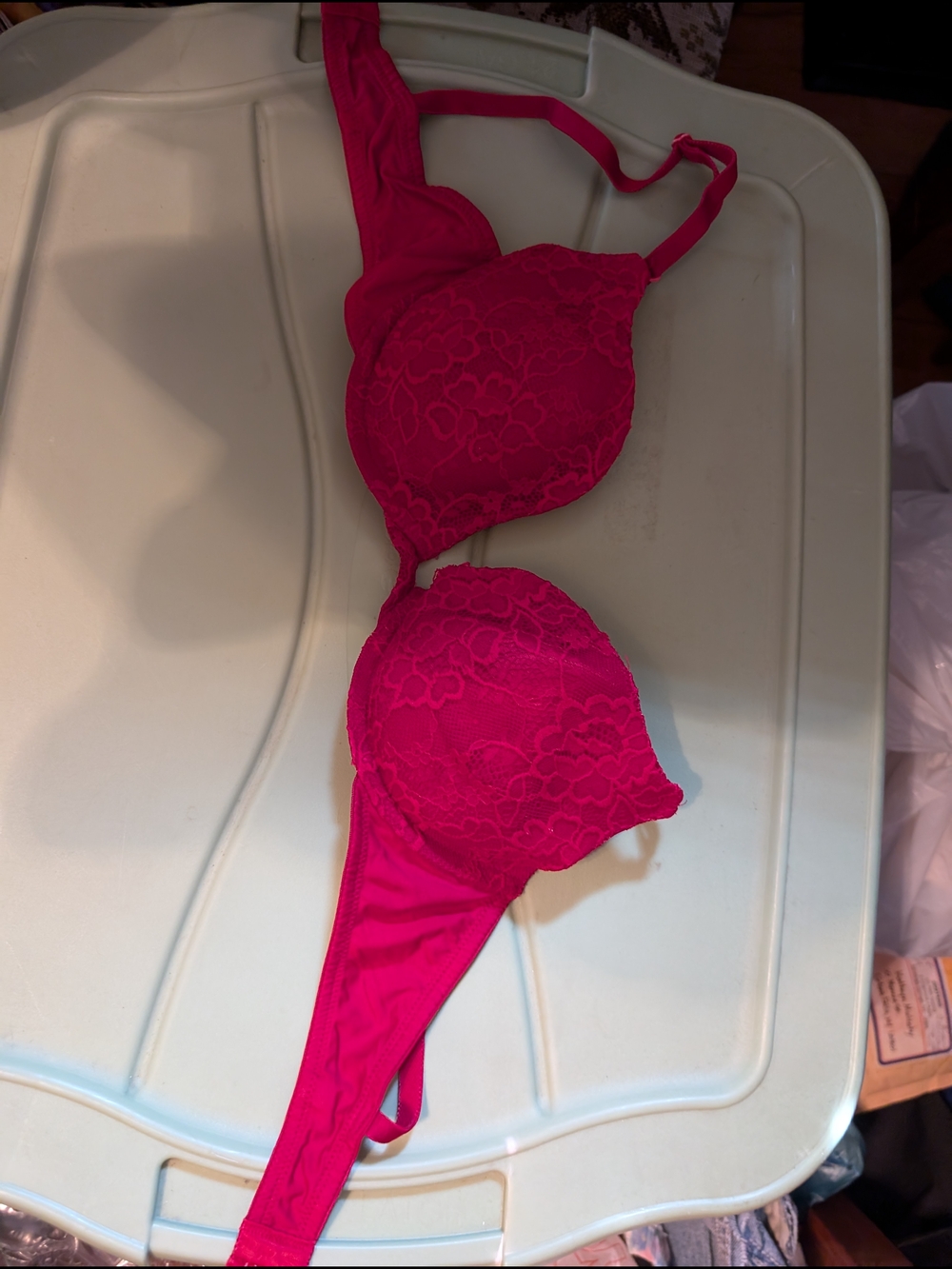 Ambrielle Hot Pink Lace Push-Up Bra
